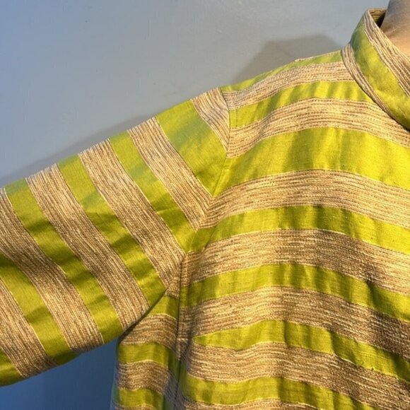 Lafayette 148 Blazer Jacket Womens Green Cream Stripe Linen Blend 3X - Picture 5 of 13